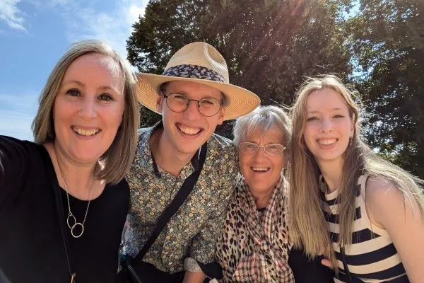 A selfie with an Oxford tour guide and three tourists.